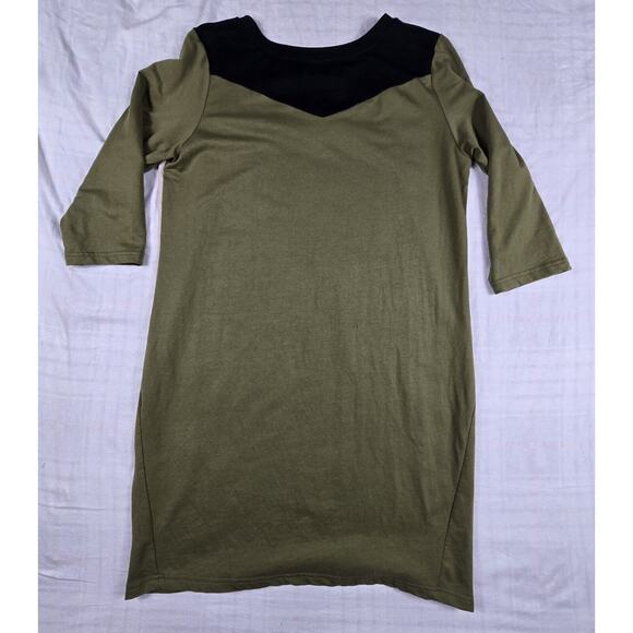 Synergy Shift Dress Organic Cotton Scoop Neck 3/4 Sleeve Colorblock XL - Picture 2 of 8